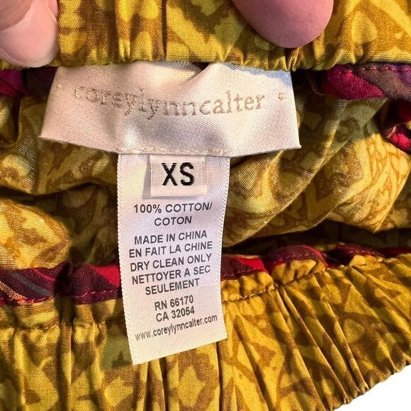 Anthropologie Corey Lynn Calter mustard yellow print side leg tie shorts XS - Picture 6 of 8